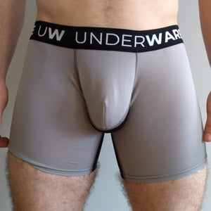 UNDERWARE USA Brand Men's Boxer Briefs  underrwear in Shark Skin Grey | proprietary comfort sack design | ultra dry and cool fit